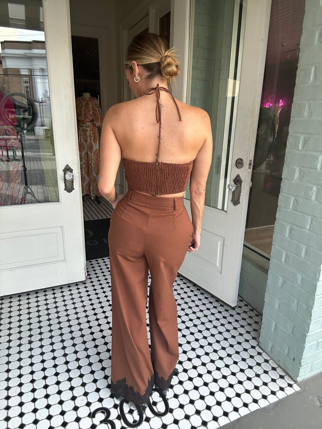 Nova Lace Trim Hem Wide Leg Pants-Dress Pants-Endless Blu-Shop with Bloom West Boutique, Women's Fashion Boutique, Located in Houma, Louisiana