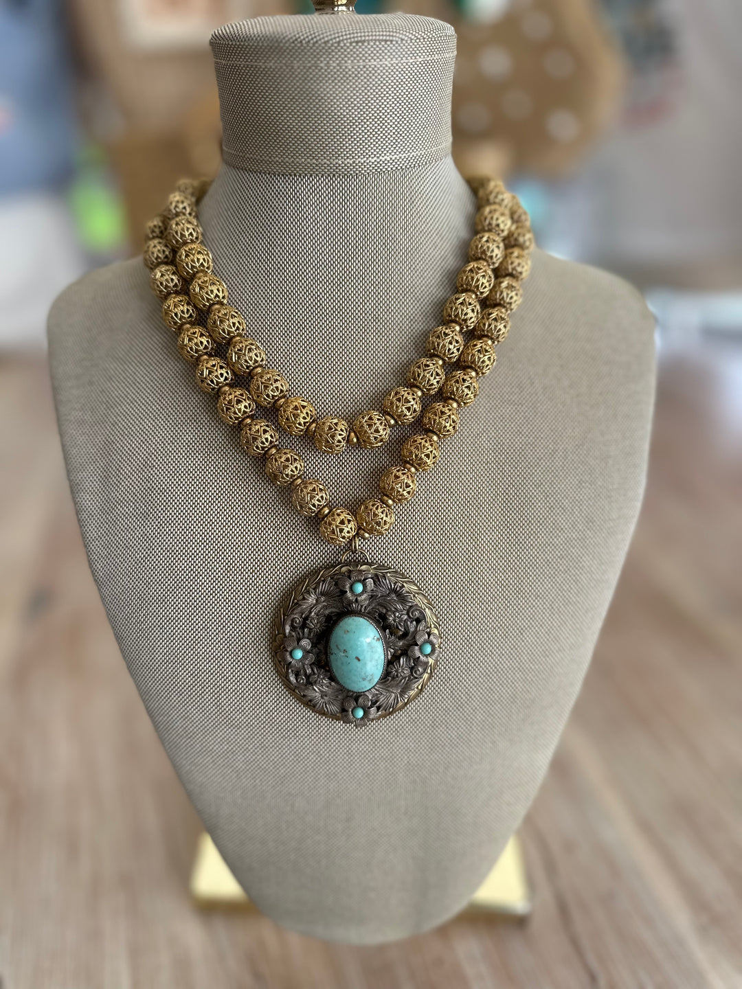 Victorian Pin Pendant With Vintage Necklace-Accessories-Erin Knight Designs-Shop with Bloom West Boutique, Women's Fashion Boutique, Located in Houma, Louisiana