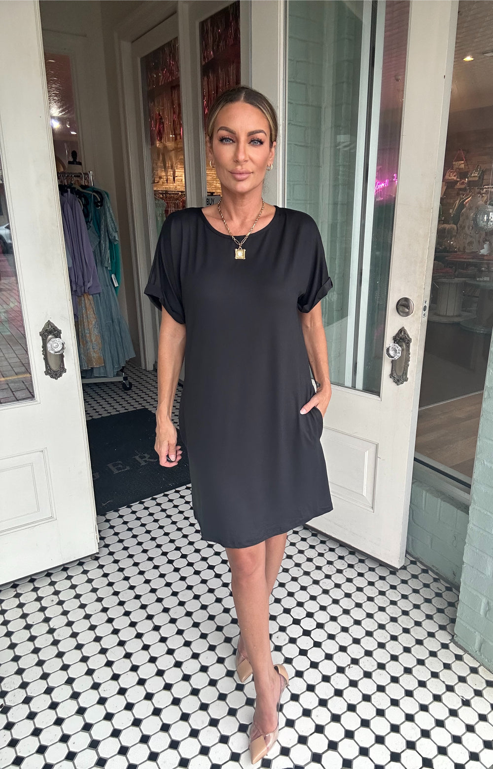 Iva Side Pocket Mini Dress-Mini Dresses-Capella Apparel-Shop with Bloom West Boutique, Women's Fashion Boutique, Located in Houma, Louisiana