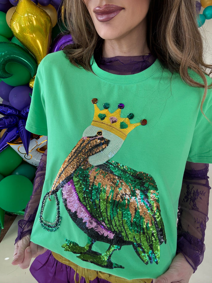 Pelican Mardi Gras Sequin Top-Graphic Tees-Bomb Designs-Shop with Bloom West Boutique, Women's Fashion Boutique, Located in Houma, Louisiana