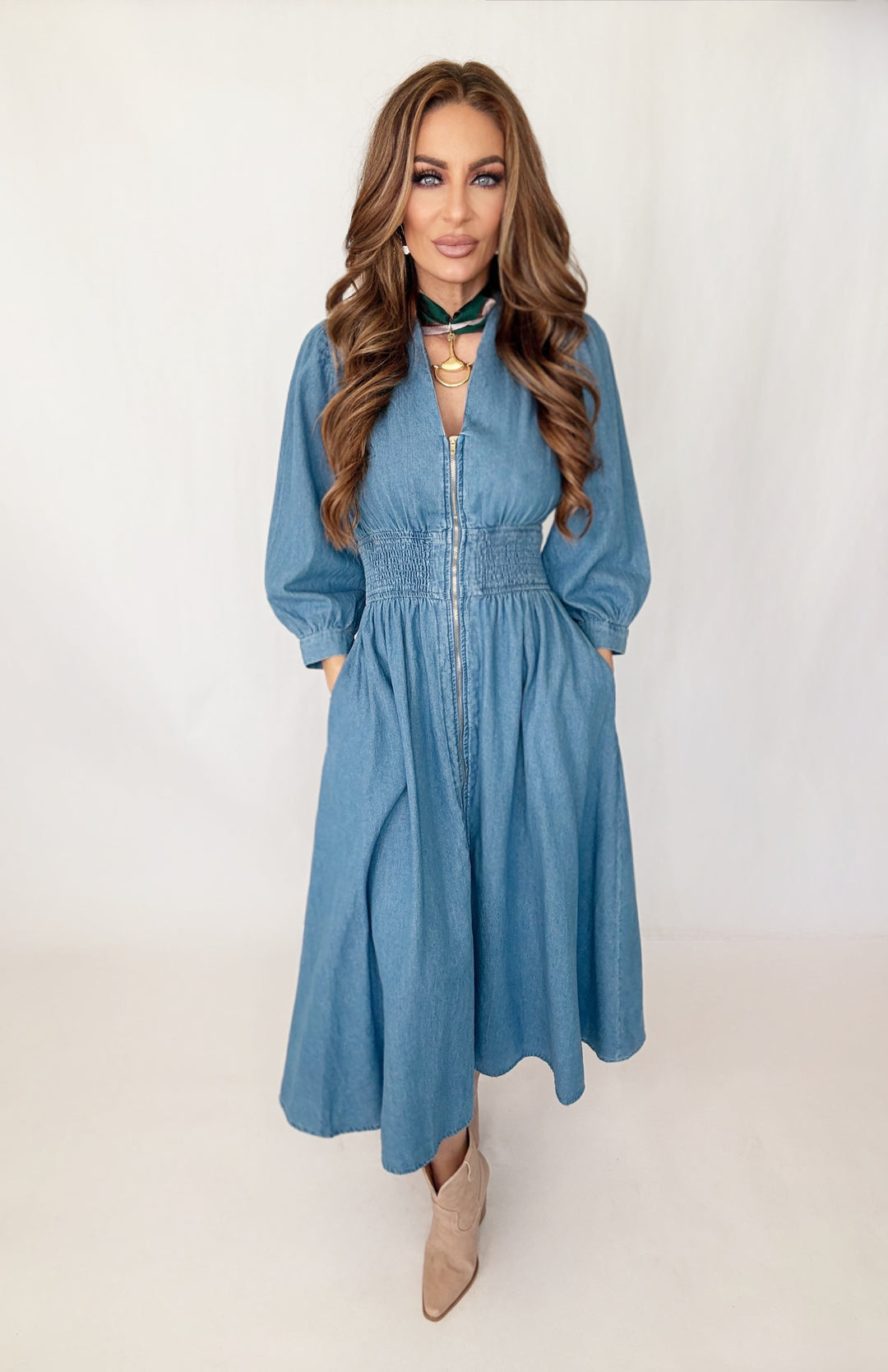 Blue Kiss Zip Dress-Dresses-Entro-Shop with Bloom West Boutique, Women's Fashion Boutique, Located in Houma, Louisiana