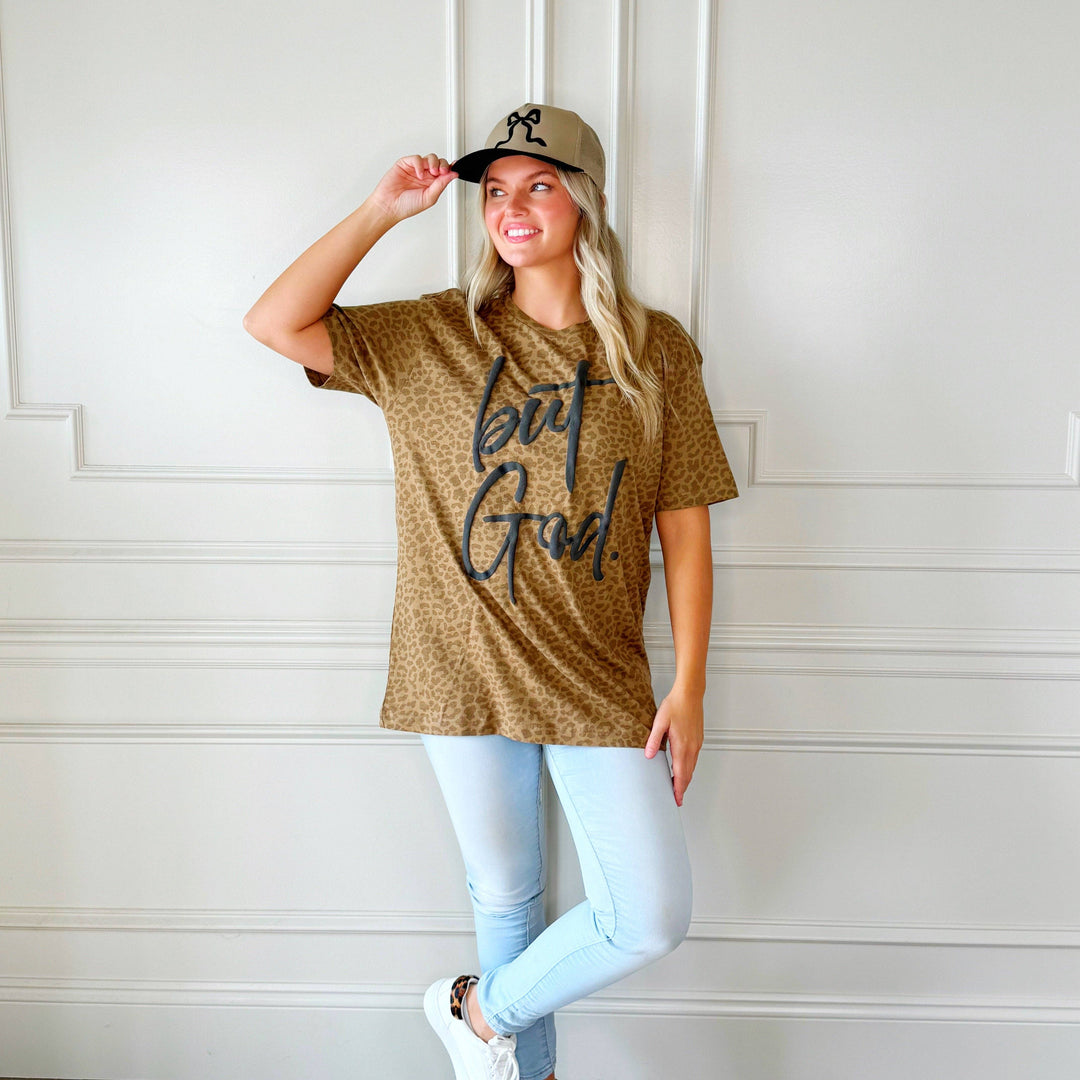 But God Brown Leopard Tee-Hats-Poppy & Pine-Shop with Bloom West Boutique, Women's Fashion Boutique, Located in Houma, Louisiana