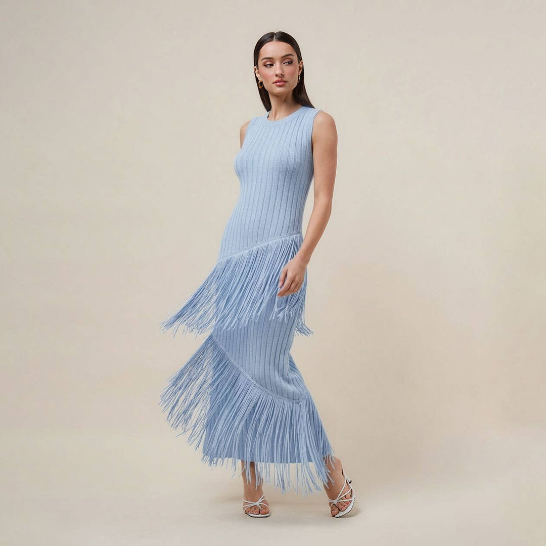 AD3366 Asymmetric fringe maxi dress-Able-Shop with Bloom West Boutique, Women&