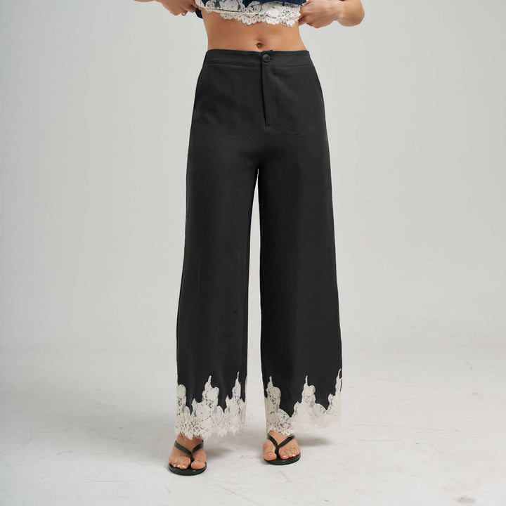 AS3513 Lace trimmed top &amp; pants set-Able-Shop with Bloom West Boutique, Women&