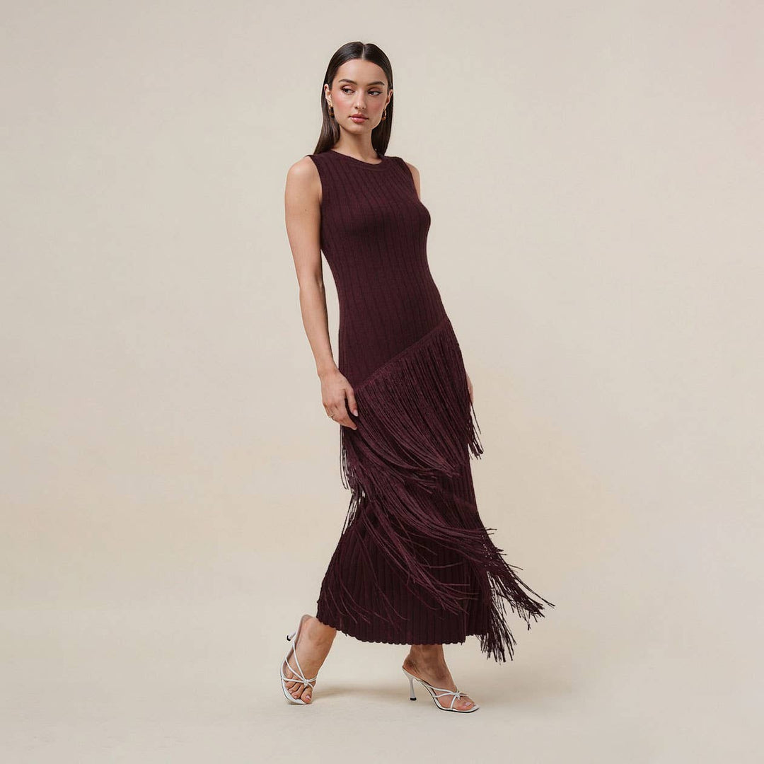 AD3366 Asymmetric fringe maxi dress-Able-Shop with Bloom West Boutique, Women&