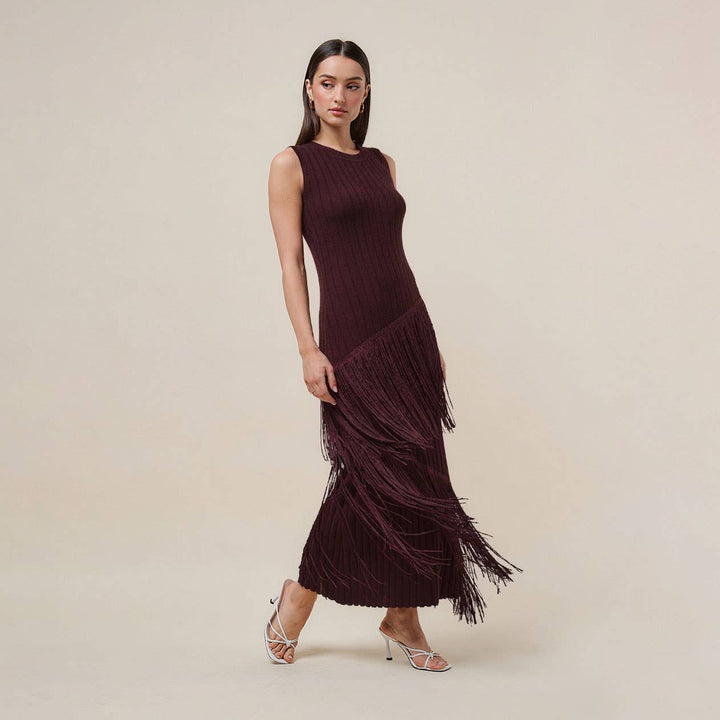 AD3366 Asymmetric fringe maxi dress-Able-Shop with Bloom West Boutique, Women&