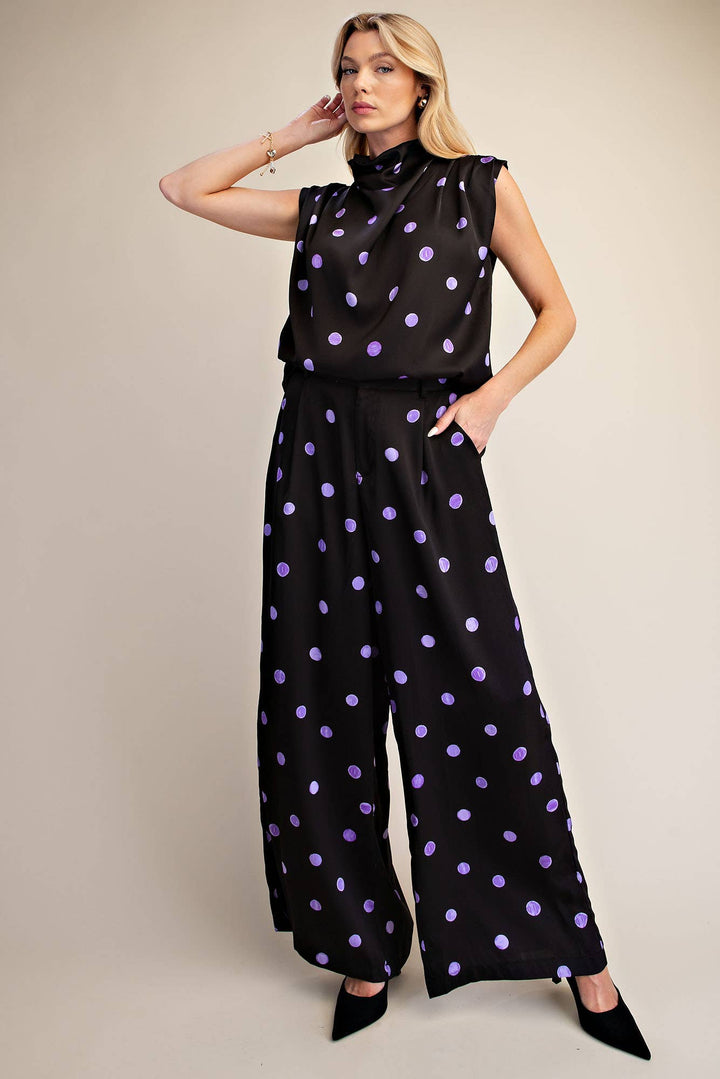 Tailored Wide Polka Dot High Waist Pants-Glam-Shop with Bloom West Boutique, Women&