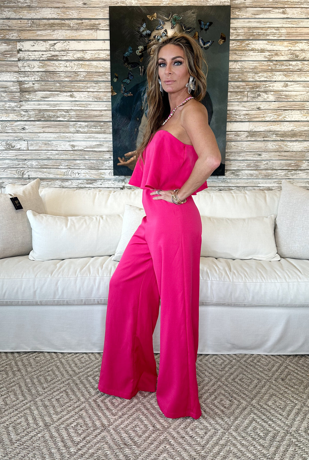 Lia Off Shoulder Jumpsuit-Jumpsuits-Bloom West Boutique-Shop with Bloom West Boutique, Women's Fashion Boutique, Located in Houma, Louisiana