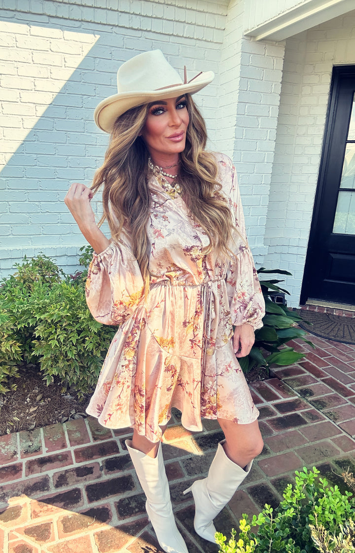 Genette Button Down Front Tie Dress-Mini Dresses-Aakaa-Shop with Bloom West Boutique, Women's Fashion Boutique, Located in Houma, Louisiana