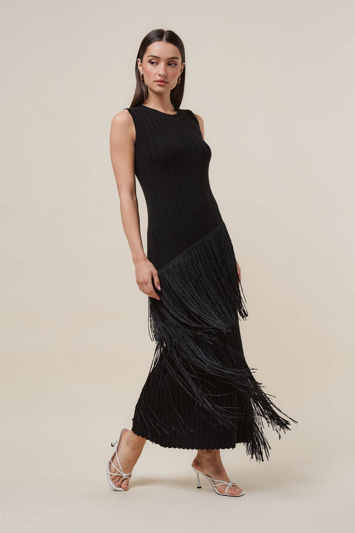 AD3366 Asymmetric fringe maxi dress-Able-Shop with Bloom West Boutique, Women&