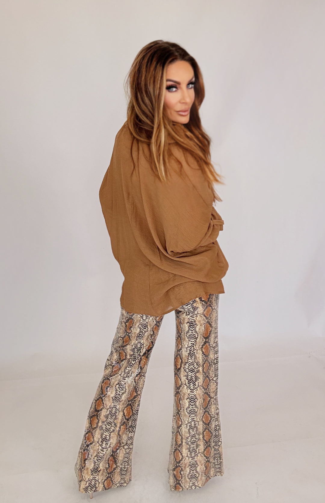 Bronzed Boa Python Pants-Pants-skies are blue-Shop with Bloom West Boutique, Women's Fashion Boutique, Located in Houma, Louisiana