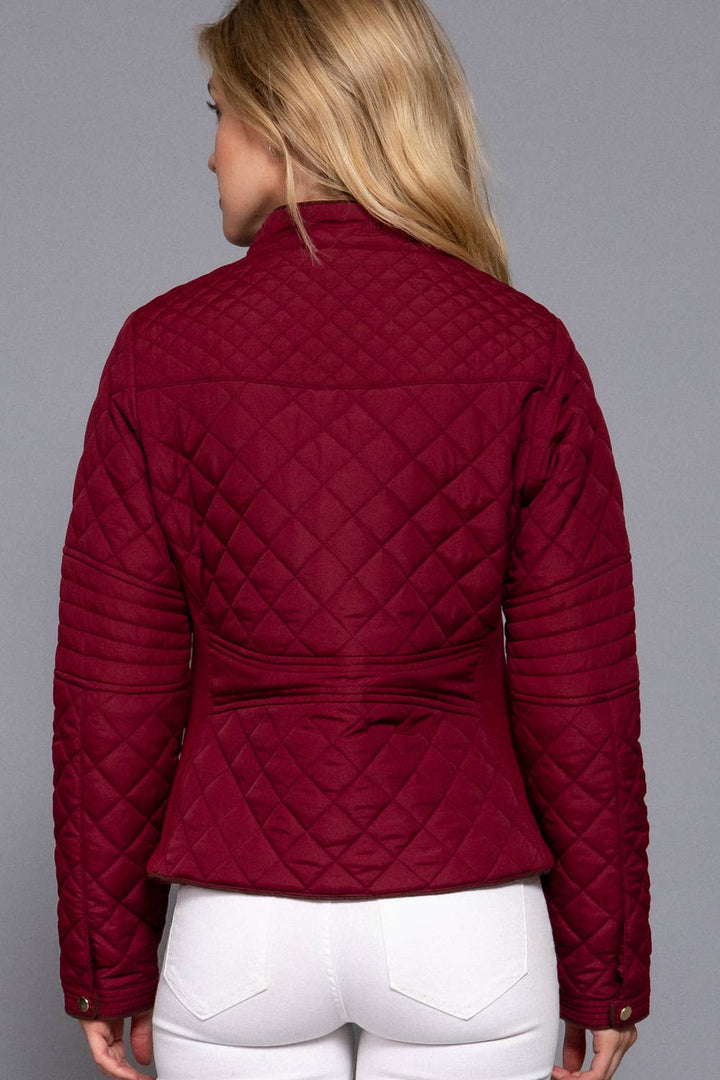 Suede Piping Detail Rib Quilted Padding Jacket : OLV-olive oil / L-Active Basic | Active USA-Shop with Bloom West Boutique, Women's Fashion Boutique, Located in Houma, Louisiana