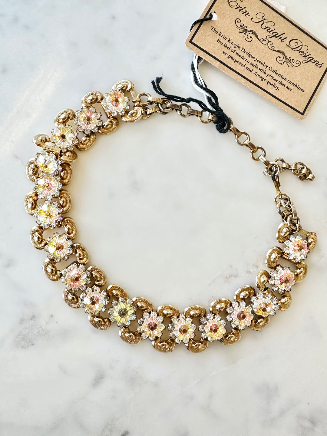 Vintage Book Chain Necklace With Margarita Crystals-Necklaces-Erin Knight Designs-Shop with Bloom West Boutique, Women's Fashion Boutique, Located in Houma, Louisiana