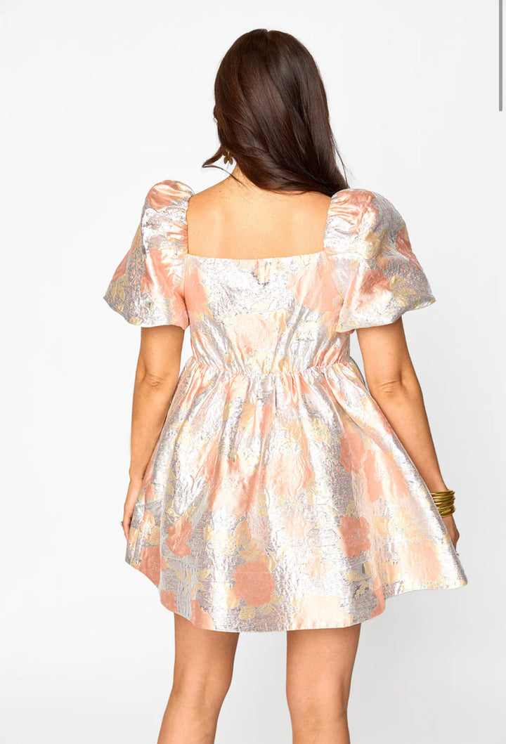 Buddy Love Asher Metallic Floral Dress-Baby doll Dress-Buddy Love-Shop with Bloom West Boutique, Women's Fashion Boutique, Located in Houma, Louisiana