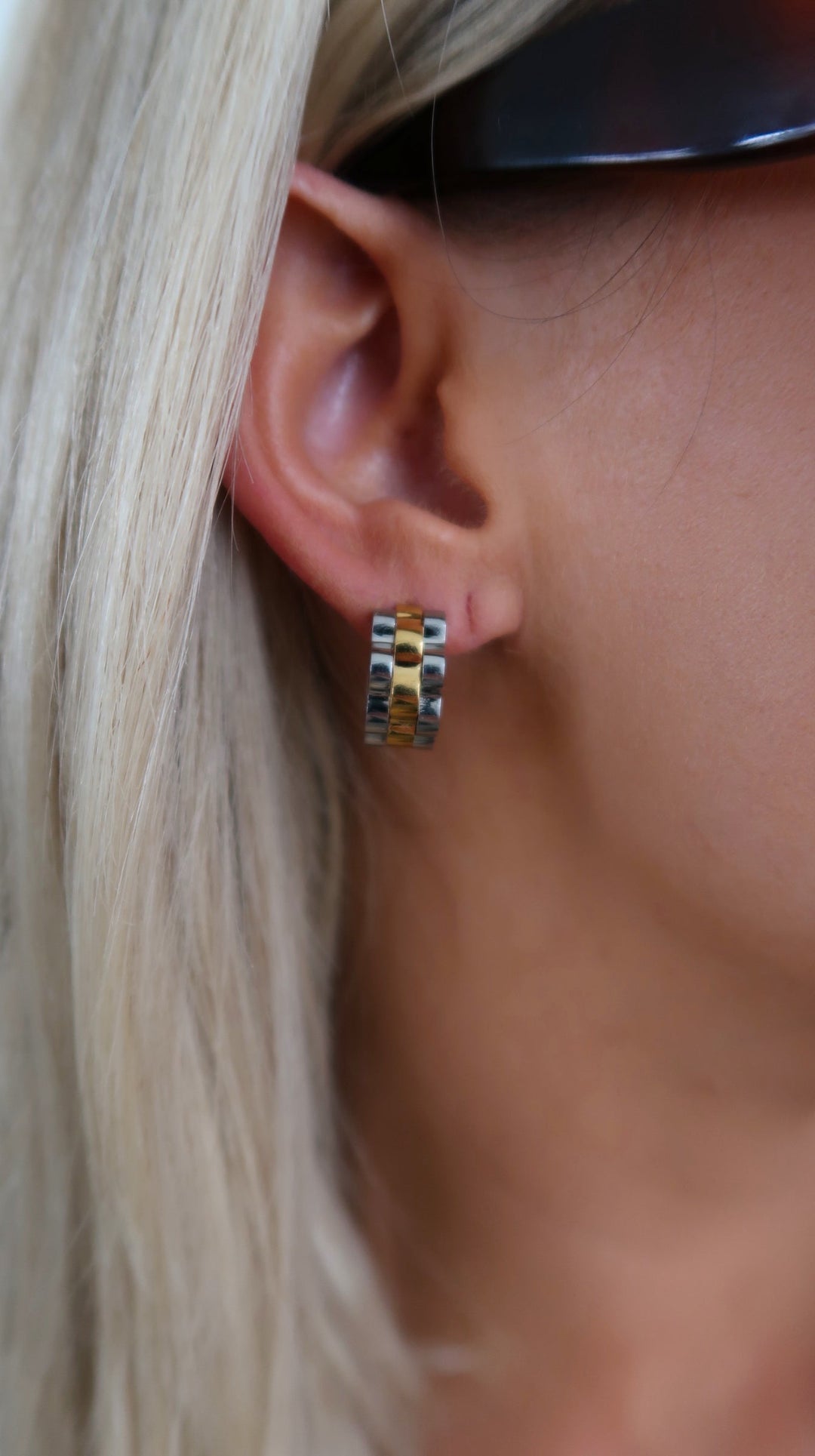 SMALL TWO TONED ROLLY HOOPS-Earring-Chansuttpearls-Shop with Bloom West Boutique, Women&
