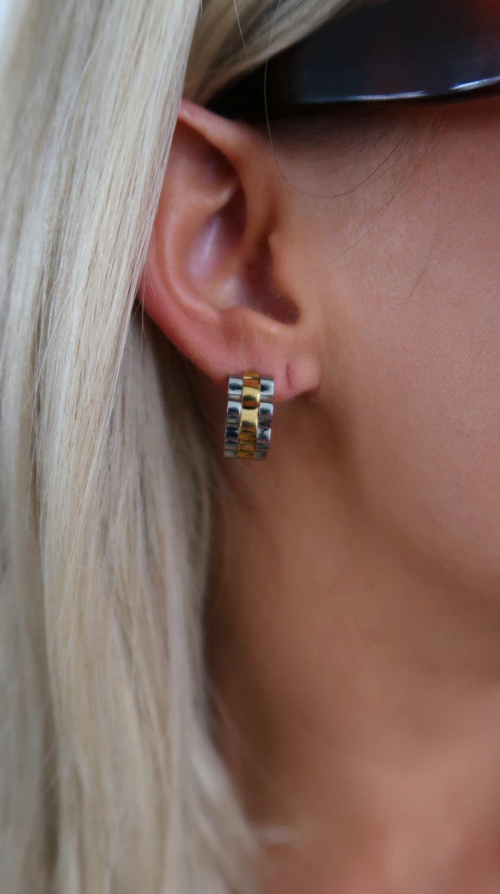 SMALL TWO TONED ROLLY HOOPS-Earring-Chansuttpearls-Shop with Bloom West Boutique, Women&