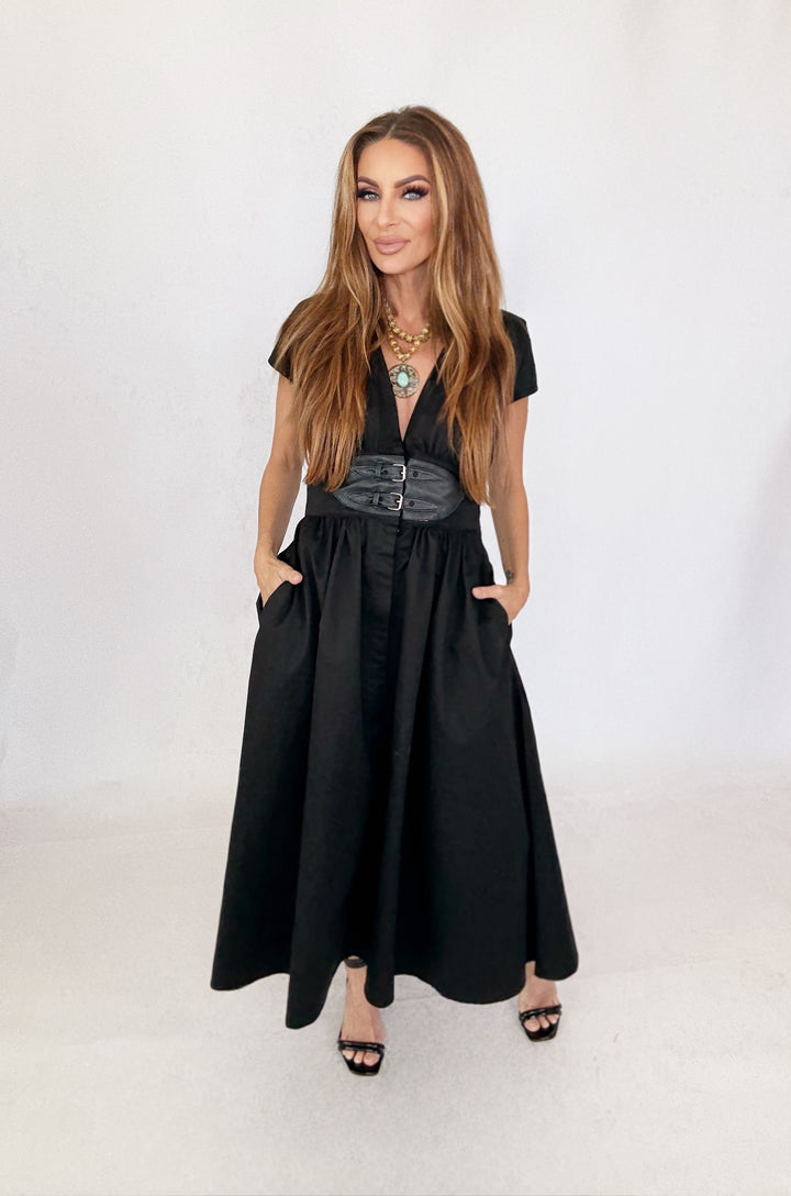 Raven Muse Midi Dress-Dresses-Endless Blu-Shop with Bloom West Boutique, Women's Fashion Boutique, Located in Houma, Louisiana