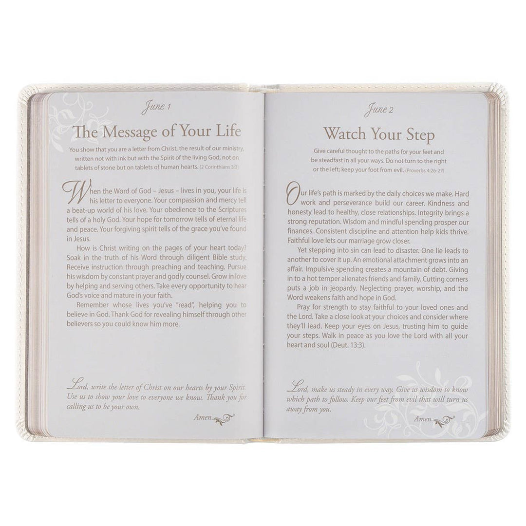 Devotional for Mr. & Mrs. White Faux Leather-Bibles & Devotionals-Christian Art Gifts-Shop with Bloom West Boutique, Women's Fashion Boutique, Located in Houma, Louisiana