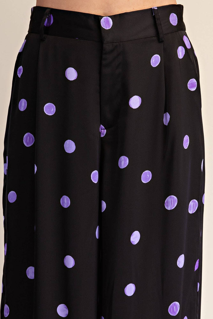 Tailored Wide Polka Dot High Waist Pants-Glam-Shop with Bloom West Boutique, Women&
