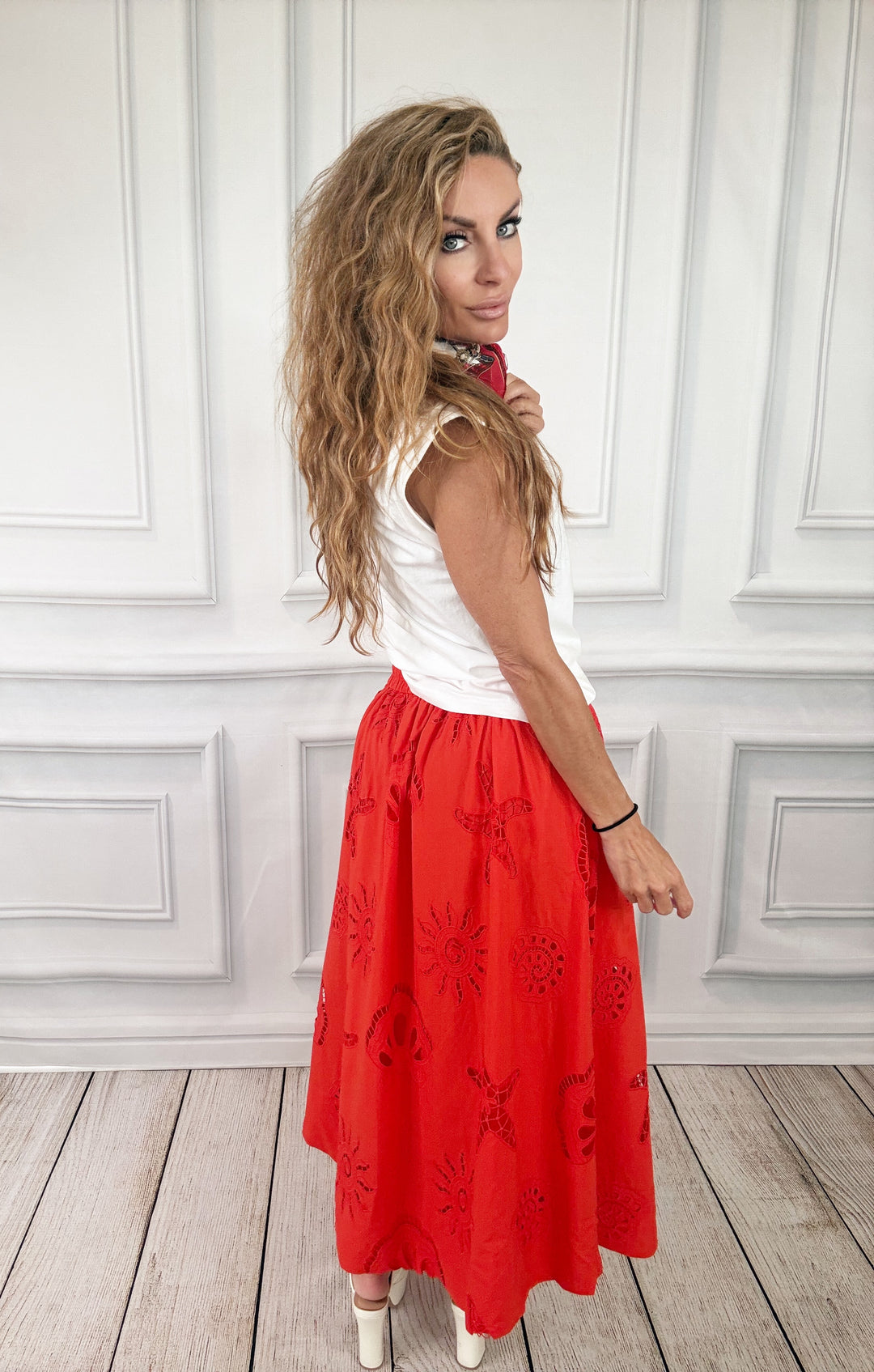 Sea Salt &amp; Champagne Midi Skirt-Midi skirt-skies are blue-Shop with Bloom West Boutique, Women&