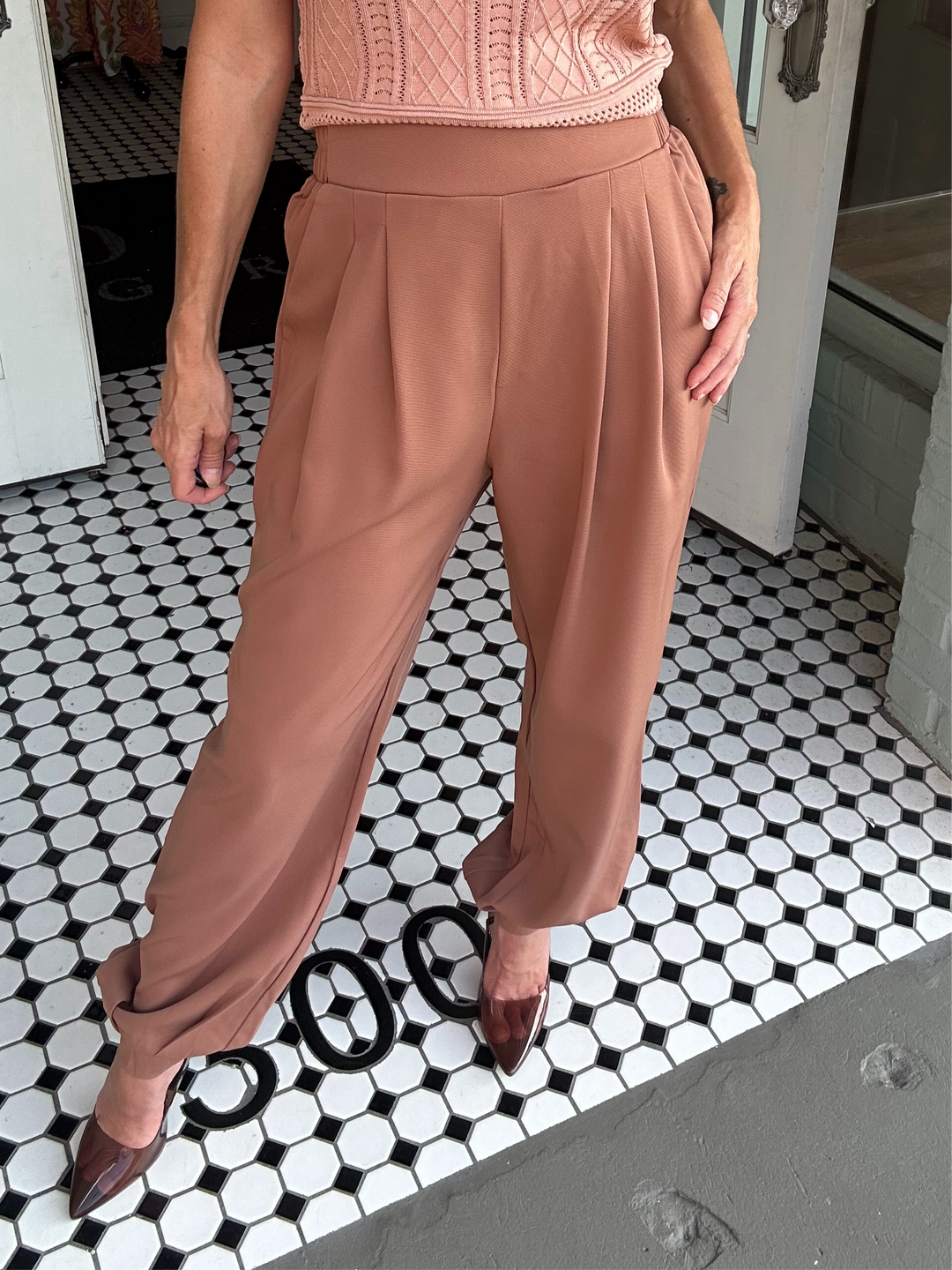 Kimia Pleated Woven Pull On Jogger Pant-Pants-Allie Rose-Shop with Bloom West Boutique, Women's Fashion Boutique, Located in Houma, Louisiana