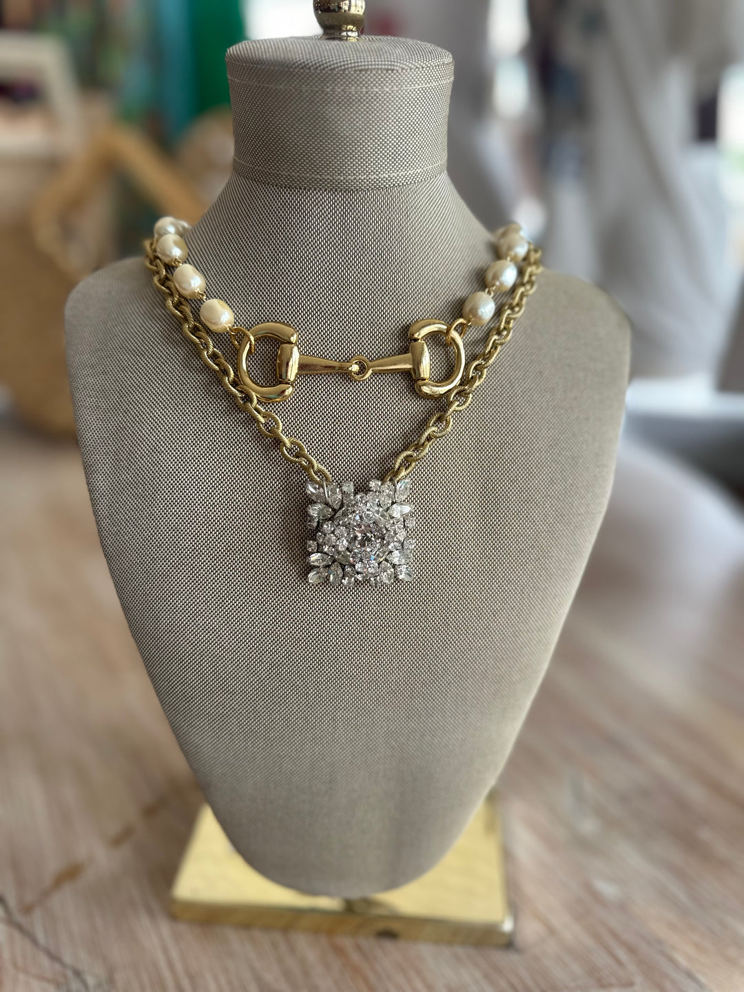 Vintage Gold Plated Chain With Vintage Sherman Broach-Accessories-Erin Knight Designs-Shop with Bloom West Boutique, Women's Fashion Boutique, Located in Houma, Louisiana