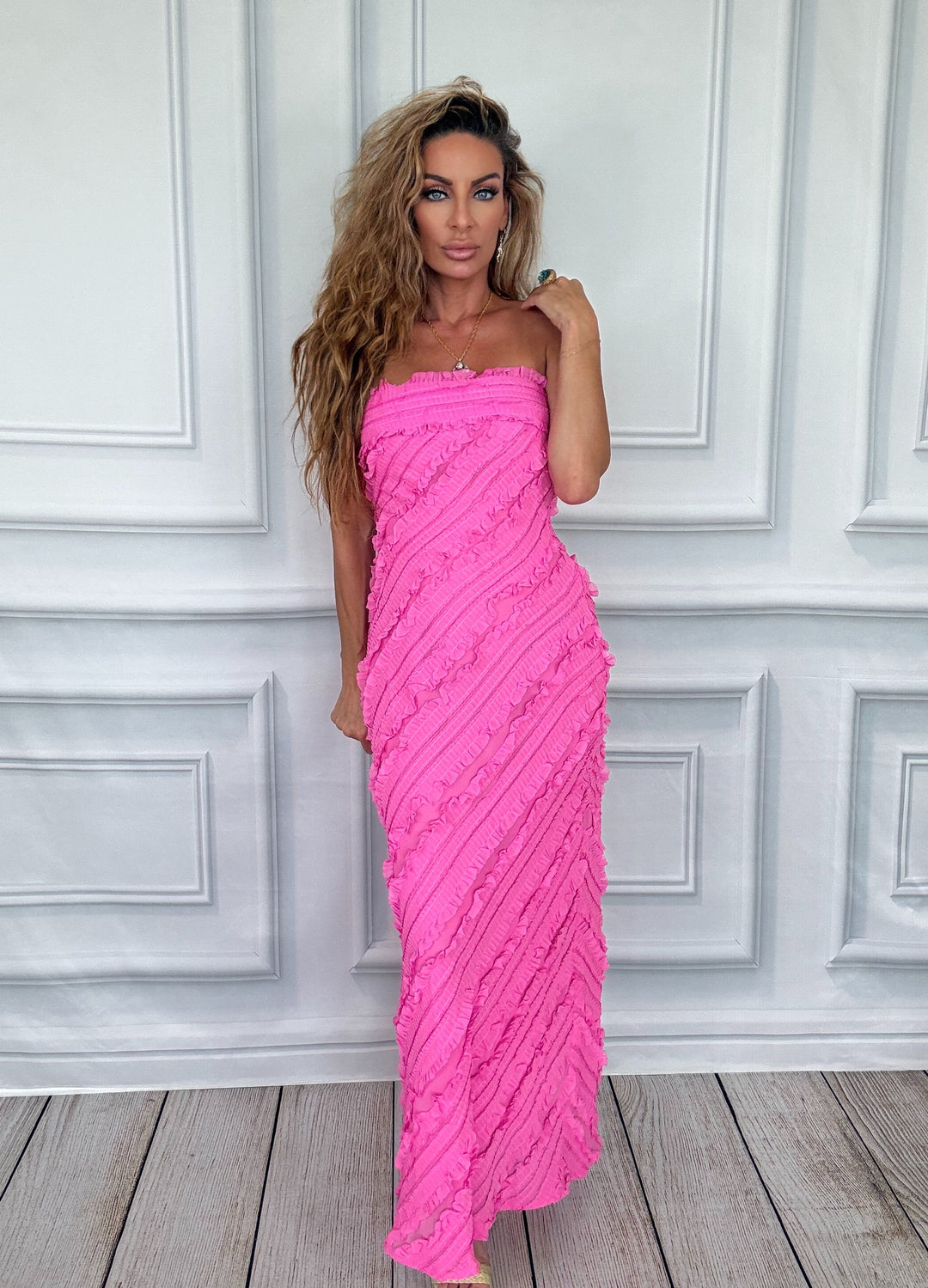 The Palm Royale Texture Gown-Maxi Dresses-2.7 August Apparel-Shop with Bloom West Boutique, Women&