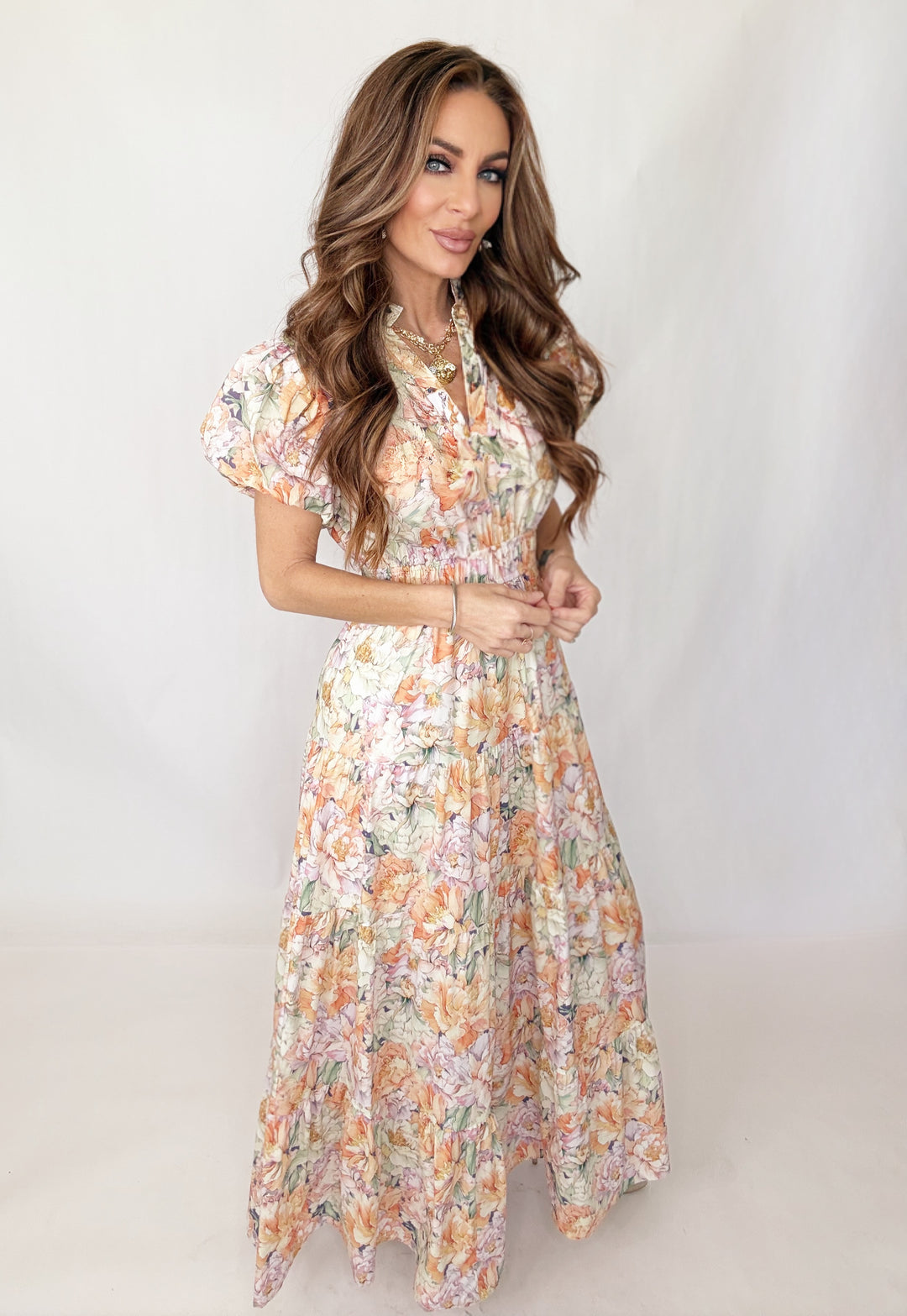 Sunrise Blossom Maxi Dress-Dresses-Entro-Shop with Bloom West Boutique, Women's Fashion Boutique, Located in Houma, Louisiana