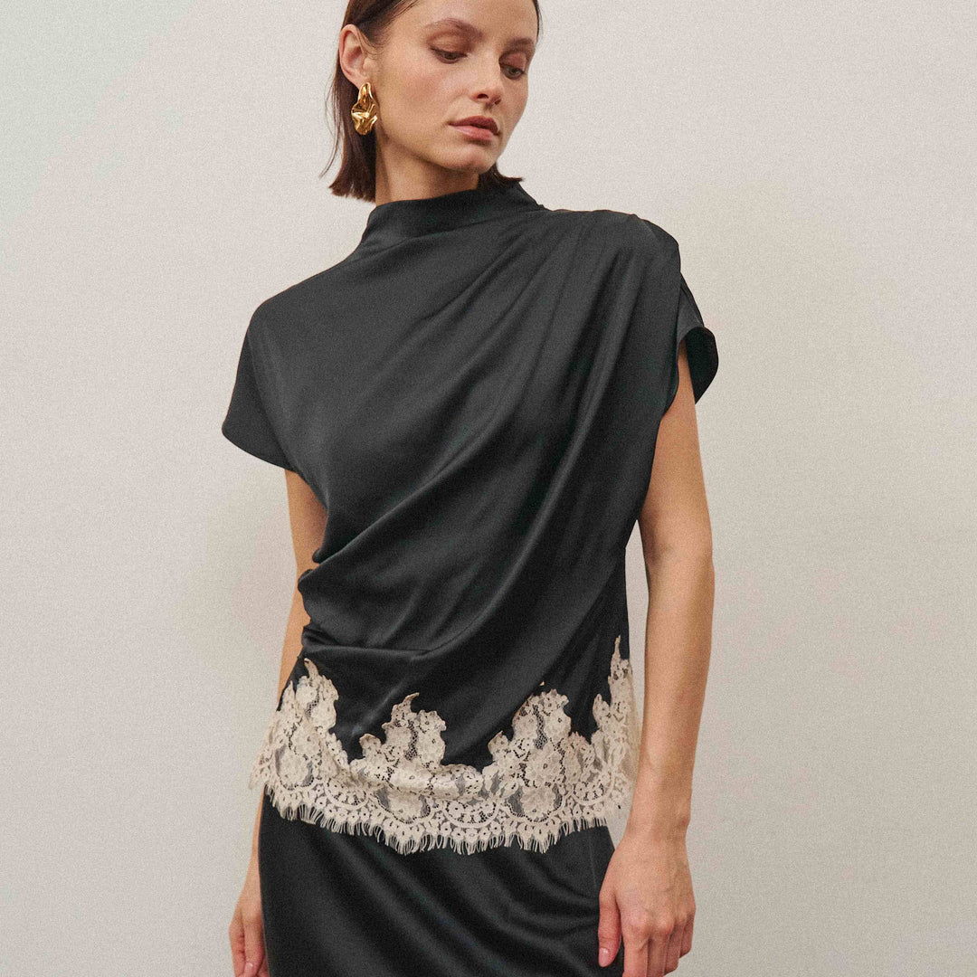 AT3558 Lace satin top-Able-Shop with Bloom West Boutique, Women&