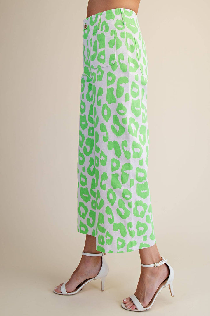 Colette Cropped Wide-Leg Neon Leopard Pants-Glam-Shop with Bloom West Boutique, Women&