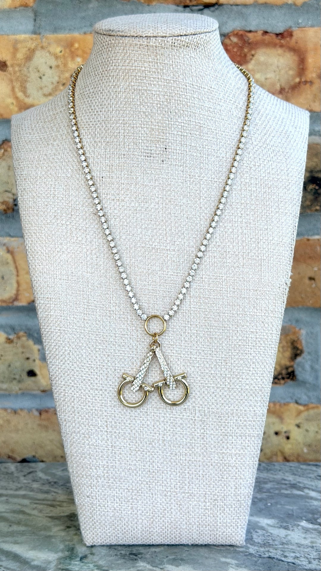 Erin Knight Vintage Rhinestone Chain & Horse Bit Pendant-Necklaces-Erin Knight Designs-Shop with Bloom West Boutique, Women's Fashion Boutique, Located in Houma, Louisiana