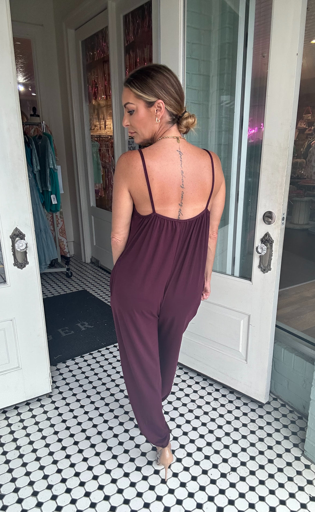 Hope Spaghetti Strap Jogger Jumpsuit-Jumpsuits-Capella Apparel-Shop with Bloom West Boutique, Women's Fashion Boutique, Located in Houma, Louisiana