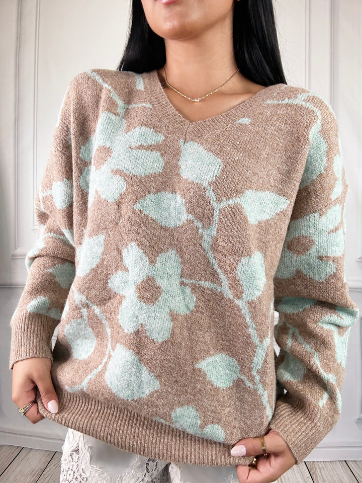 Café Fleur Sweater-Sweaters-She+Sky-Shop with Bloom West Boutique, Women&