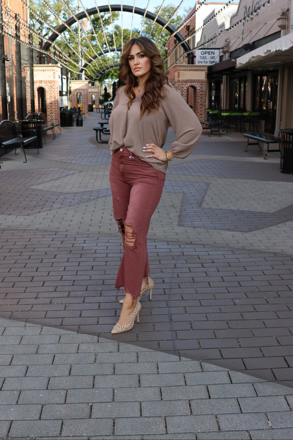 Lynnzie Long-sleeved V-Neck Blouse-Long Sleeves-ee:some-Shop with Bloom West Boutique, Women's Fashion Boutique, Located in Houma, Louisiana
