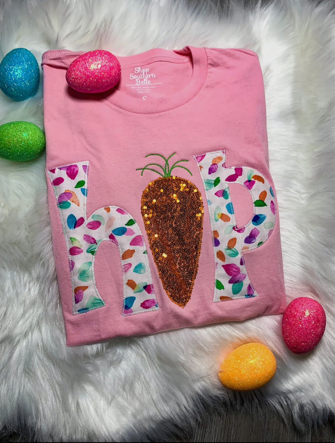 Easter Sequin Hop Tee-t-shirt-Shop Southern Belle-Shop with Bloom West Boutique, Women's Fashion Boutique, Located in Houma, Louisiana