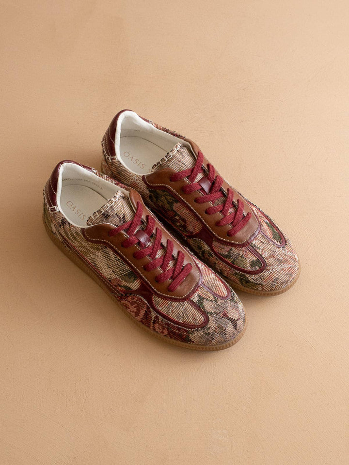 The Dalia | Mauve Tapestry Lace Up Sneaker Preorder-Boots-OASIS SOCIETY-Shop with Bloom West Boutique, Women's Fashion Boutique, Located in Houma, Louisiana