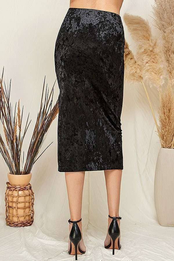RUCHED CRUSHED VELVELT MIDI SKIRT-Skirts-Heart & Hips-Shop with Bloom West Boutique, Women's Fashion Boutique, Located in Houma, Louisiana