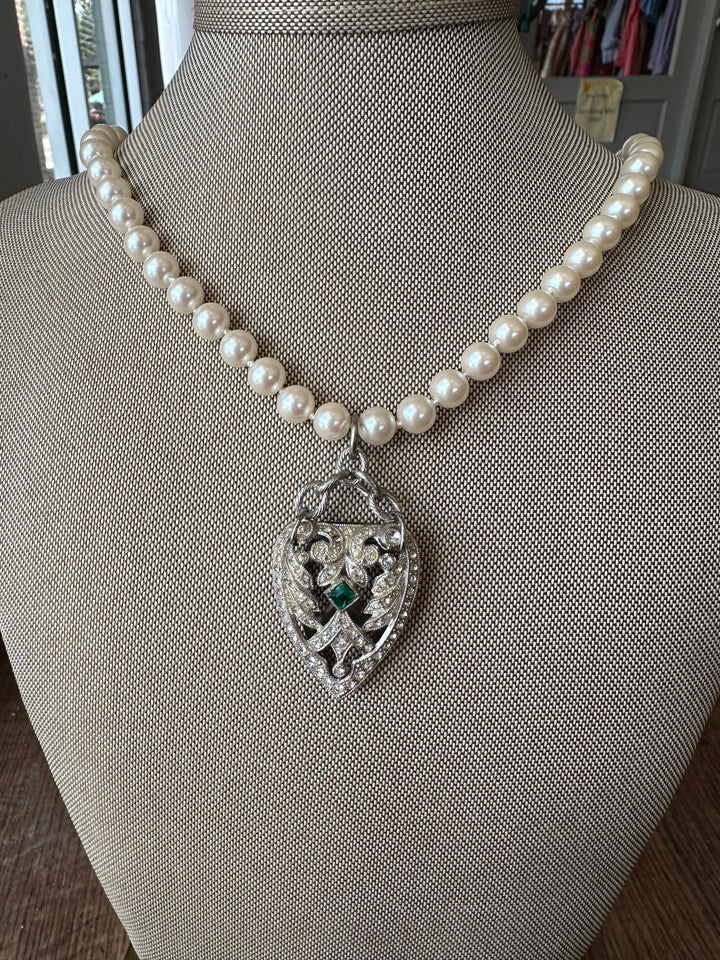 Erin Knight Vintage Pearls With Vintage Fur Clip Necklace-Necklaces-Erin Knight Designs-Shop with Bloom West Boutique, Women's Fashion Boutique, Located in Houma, Louisiana