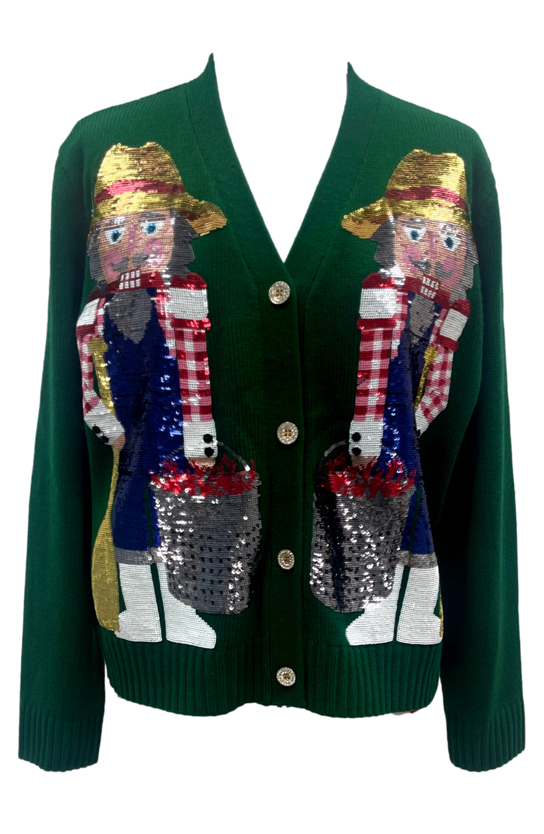 Queen of Sparkles Dark Green Cajun Nutcracker Sweater-Cardigans-Queen Of Sparkles-Shop with Bloom West Boutique, Women's Fashion Boutique, Located in Houma, Louisiana