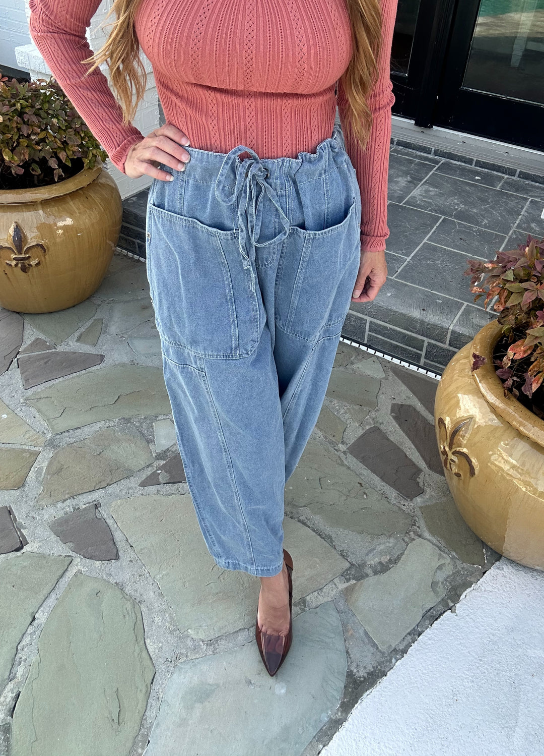 Jaylene Cargo Jeans-Pants-Entro-Shop with Bloom West Boutique, Women's Fashion Boutique, Located in Houma, Louisiana