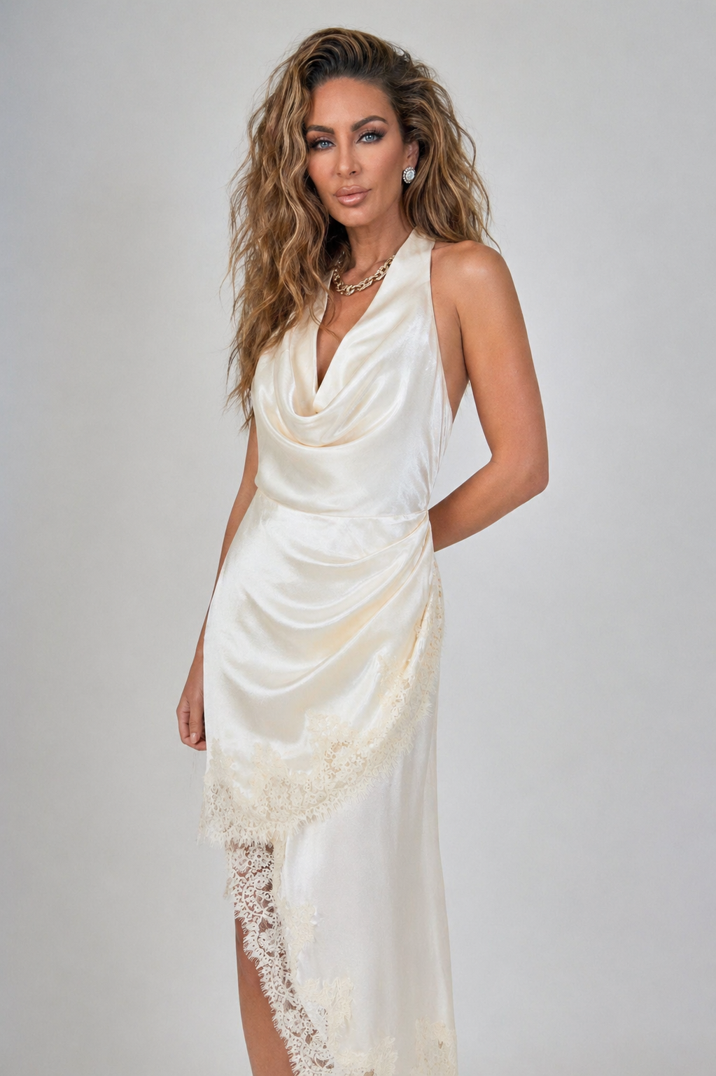 Champagne Reverie Asymmetrical Midi Dress PRE-ORDER-Midi Dresses-Endless Rose-Shop with Bloom West Boutique, Women&