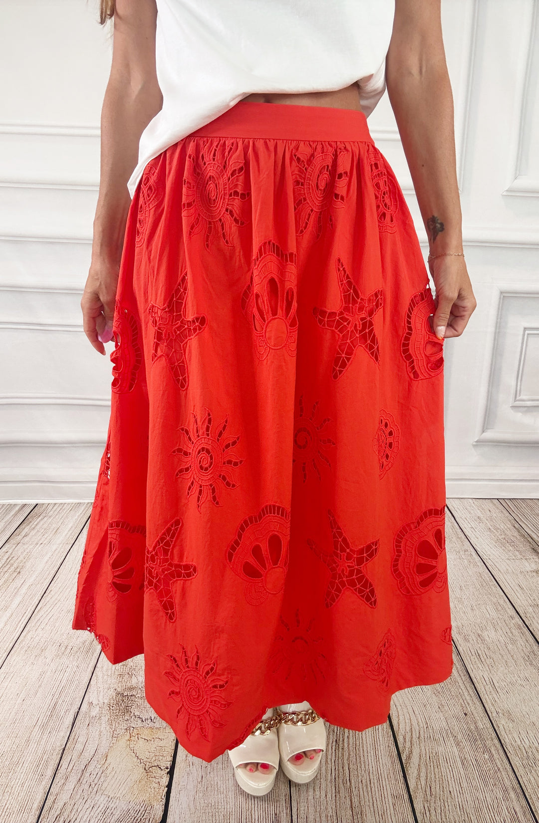 Sea Salt &amp; Champagne Midi Skirt-Midi skirt-skies are blue-Shop with Bloom West Boutique, Women&