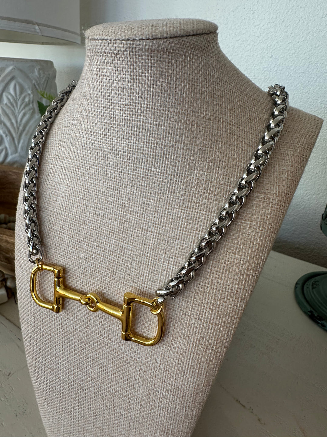 Erin Knight Large Gold Silver Thick Chain Horse Bit Necklace-Necklaces-Erin Knight Designs-Shop with Bloom West Boutique, Women's Fashion Boutique, Located in Houma, Louisiana