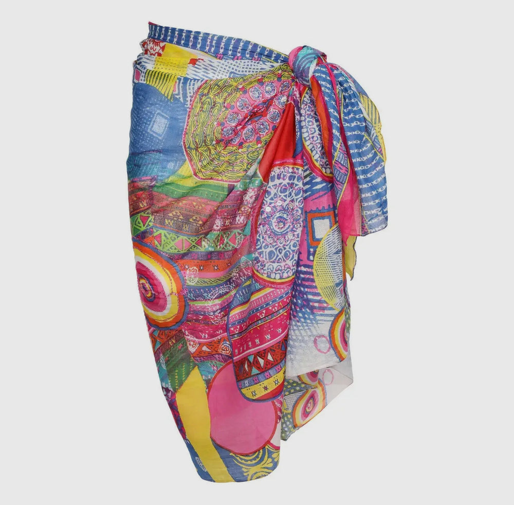 Colorful Beach Wrap Pareo Metallic Embroidered Cotton Sarong-Swimsuits-Dalfiya-Shop with Bloom West Boutique, Women's Fashion Boutique, Located in Houma, Louisiana