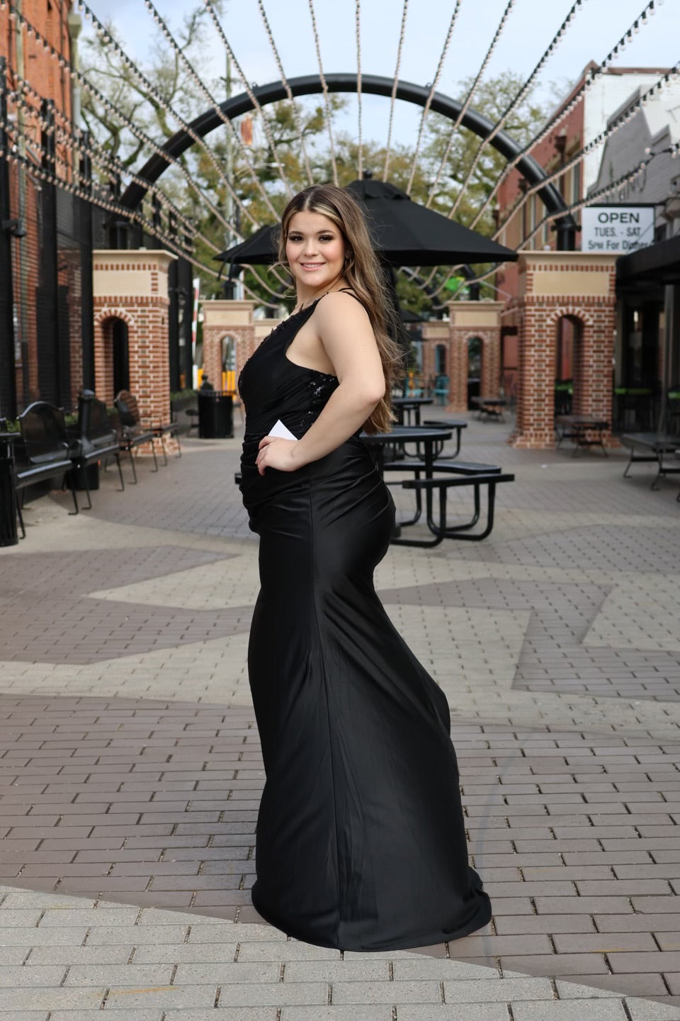 Ariellah One Shoulder Embellished Satin Gown-Dresses-17 young dress-Shop with Bloom West Boutique, Women's Fashion Boutique, Located in Houma, Louisiana