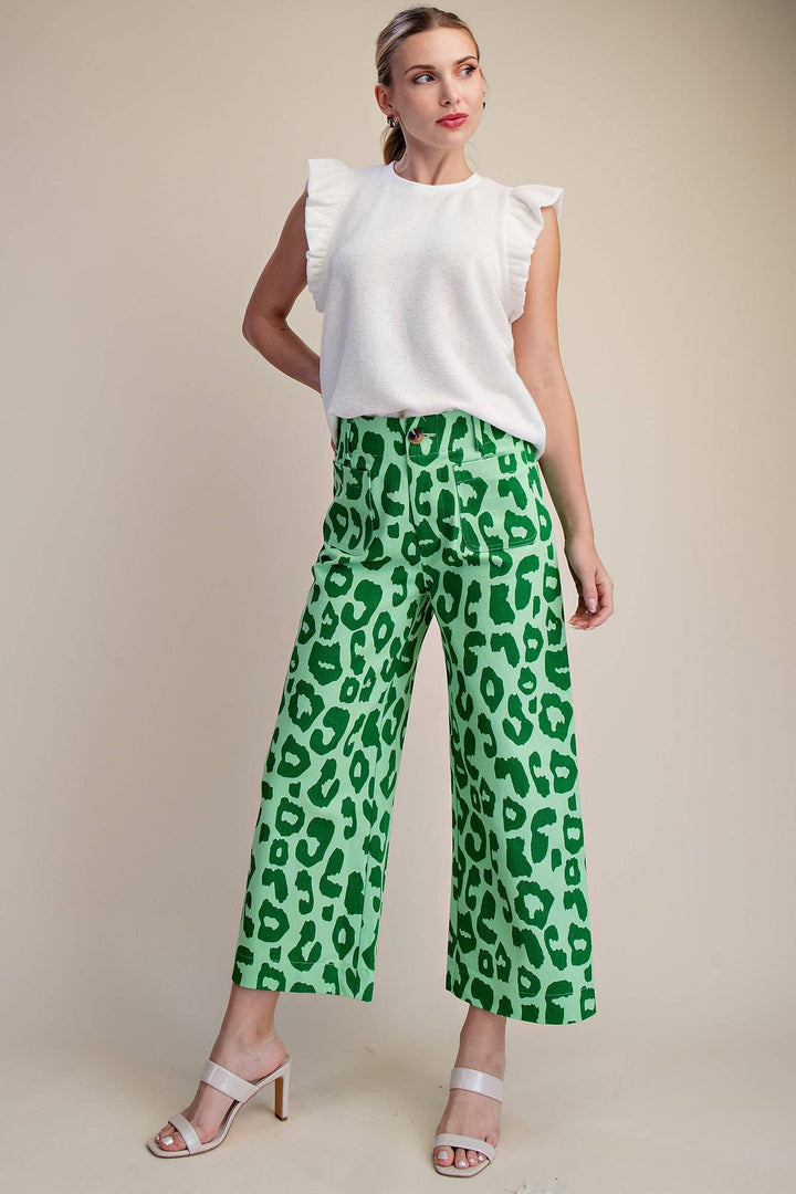 Colette Cropped Wide-Leg Neon Leopard Pants-Glam-Shop with Bloom West Boutique, Women&