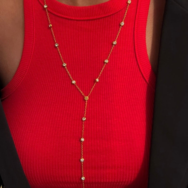 LAYERED Y DIAMOND NECKLACE-Necklace-Chansuttpearls-Shop with Bloom West Boutique, Women&