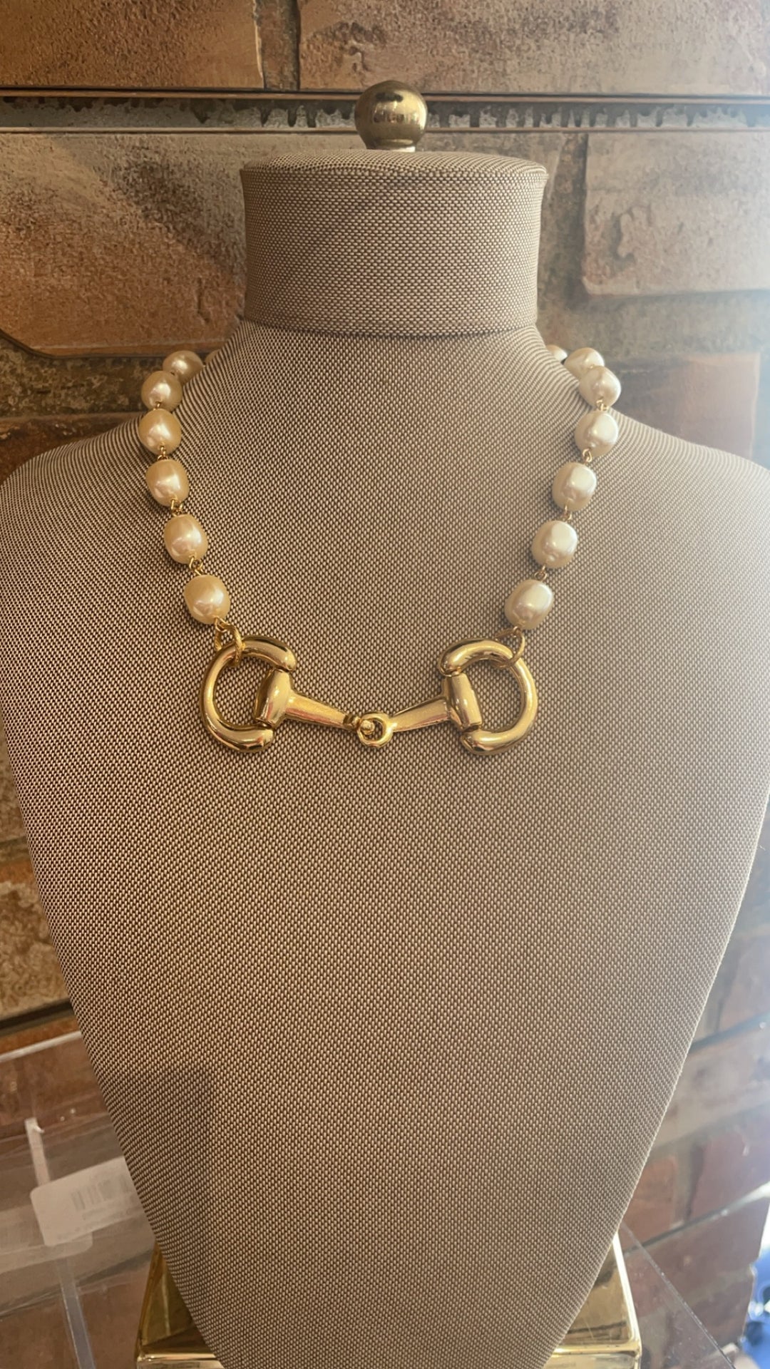 Gold Horse Bit Pearl Necklace-Accessories-Erin Knight Designs-Shop with Bloom West Boutique, Women's Fashion Boutique, Located in Houma, Louisiana
