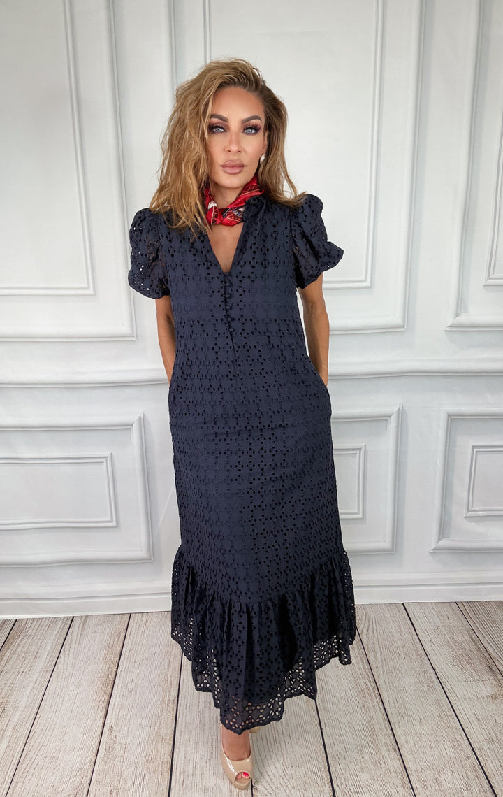 Eyelets In The Stream Midi Dress-Midi Dresses-Entro-Shop with Bloom West Boutique, Women&