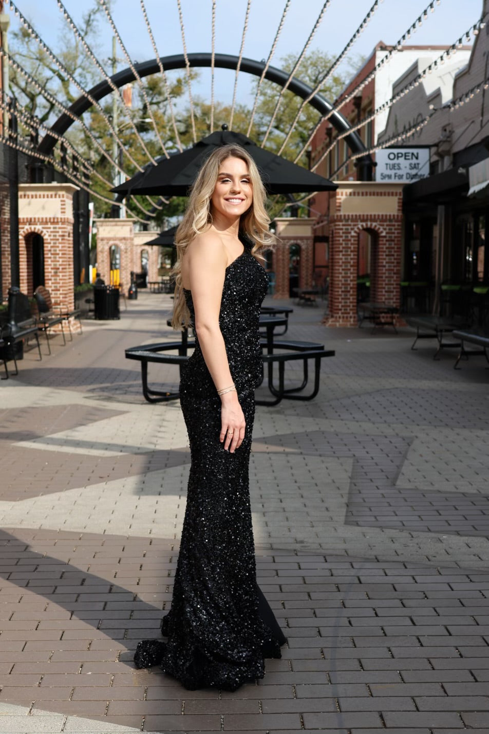 Crystal One Shoulder Long Sleeve Sequin Gown-Formal Gowns-ladivine by cinderella-Shop with Bloom West Boutique, Women's Fashion Boutique, Located in Houma, Louisiana